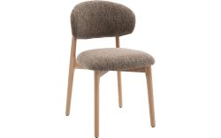 Goossens Eetkamerstoel Bessy met Massief Houten Frame bruin stof leuning,