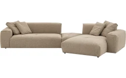Goossens Bank Lago bruin, stof, 3,5-zits, met chaise longue rechts