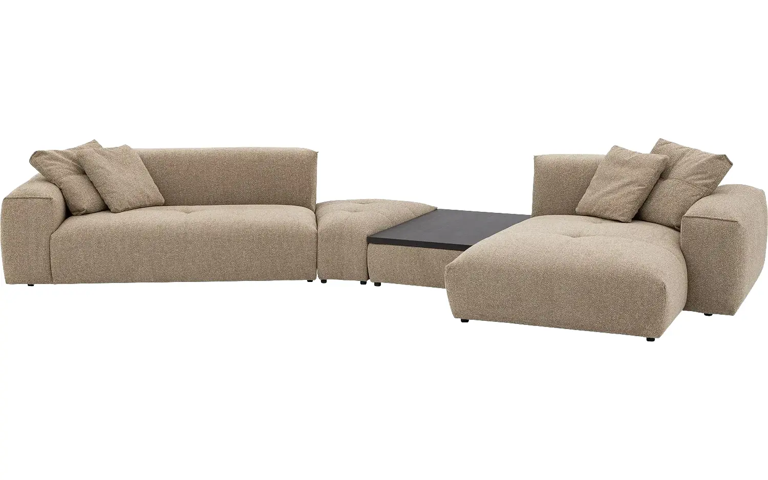 Goossens Bank Lago bruin, stof, 3,5-zits, met chaise longue rechts