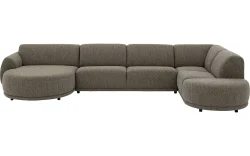 Goossens Bank Benk groen, stof, met chaise longue links