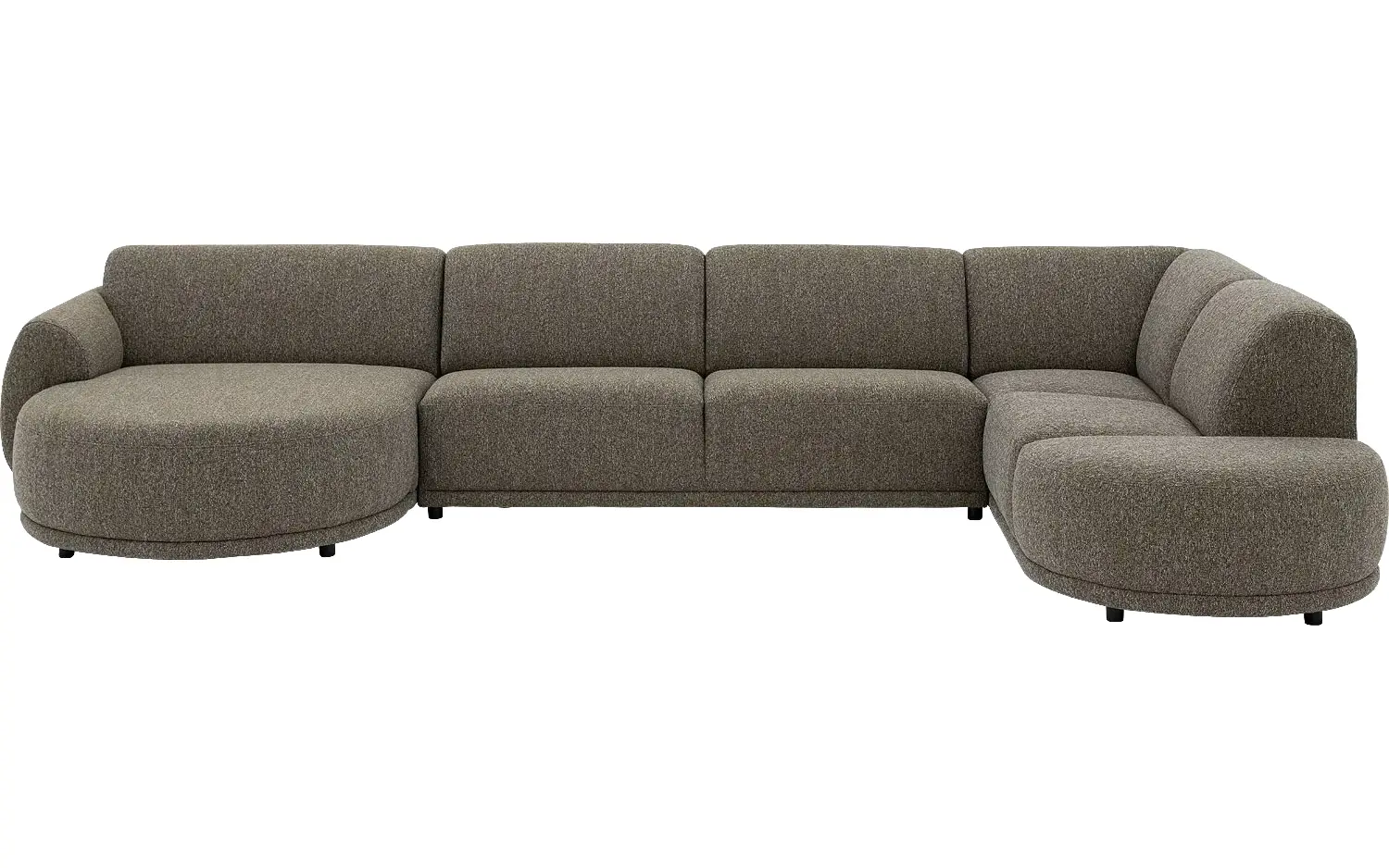Goossens Bank Benk groen, stof, met chaise longue links
