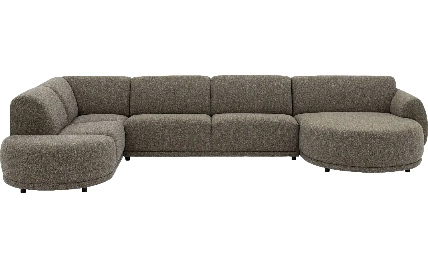 Goossens Bank Benk groen, stof, met chaise longue links
