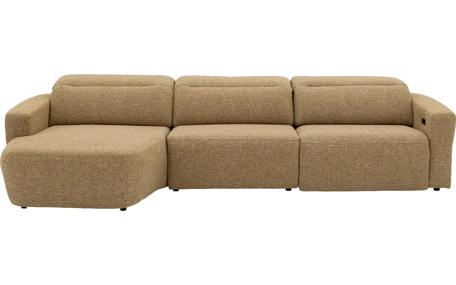 Goossens Bank Comoda geel, stof, 1,5-zits, met chaise longue links
