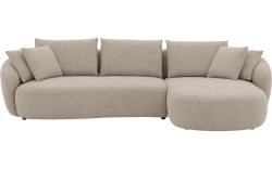Goossens Bank Ava beige, stof, 3-zits, met chaise longue rechts