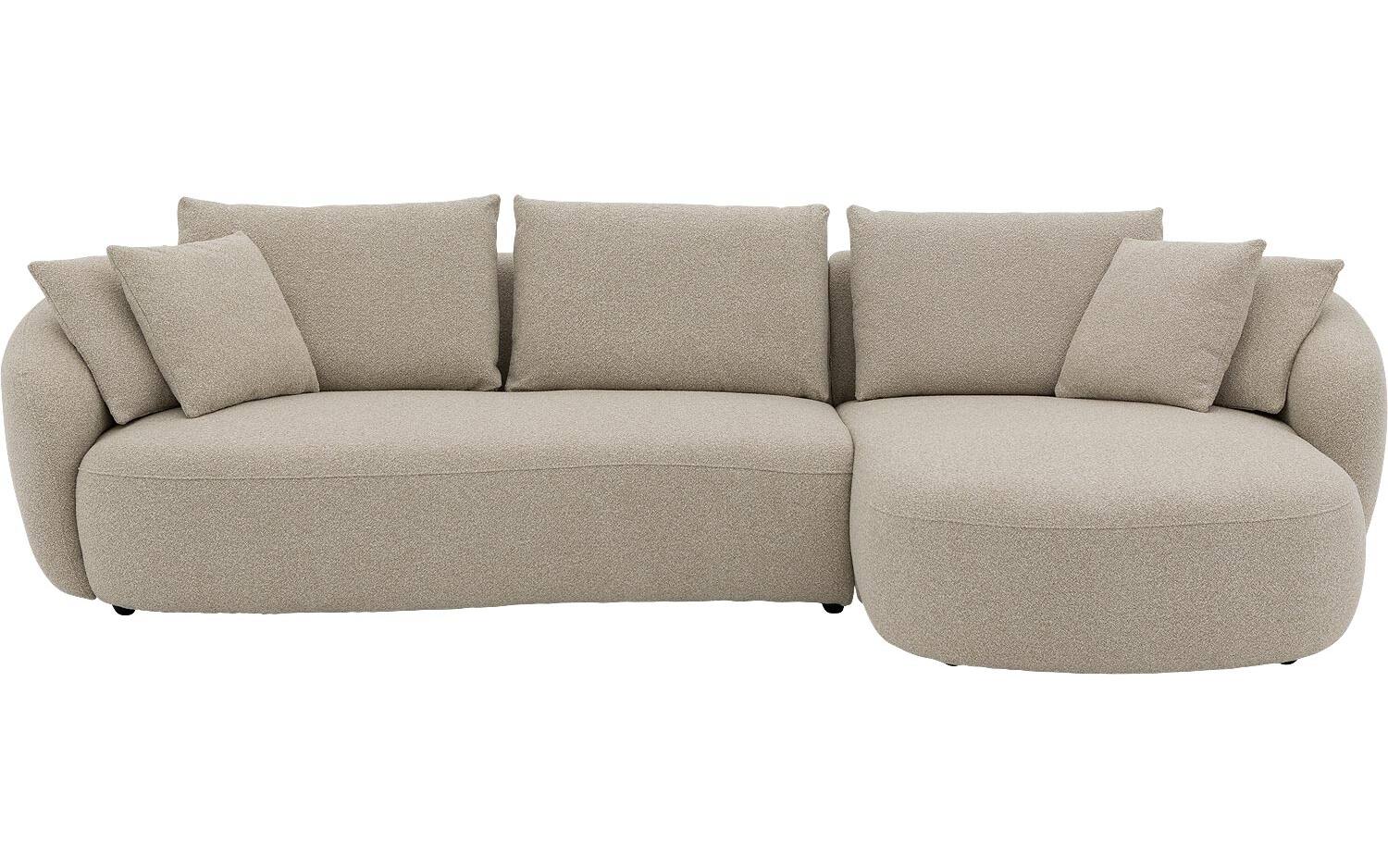 Goossens Bank Ava beige, stof, 3-zits, met chaise longue rechts