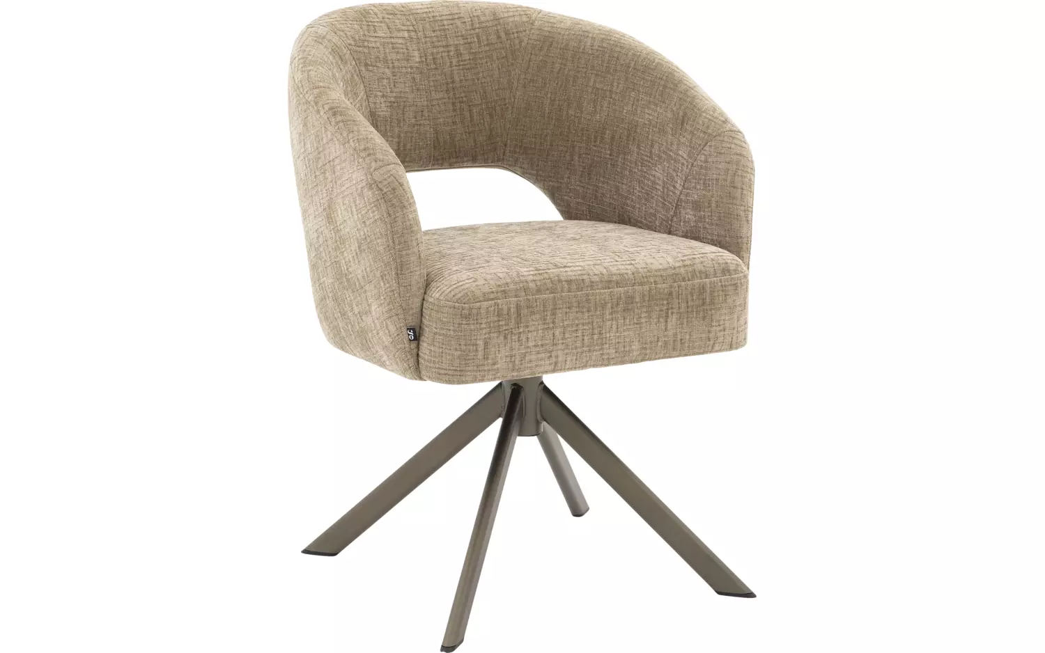 Goossens Excellent Stoel Ilse beige stof graden draaibaar met autoreturn met armleuning, elegant chic