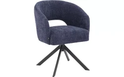 Goossens Excellent Stoel Ilse blauw stof graden draaibaar met autoreturn met armleuning, elegant chic