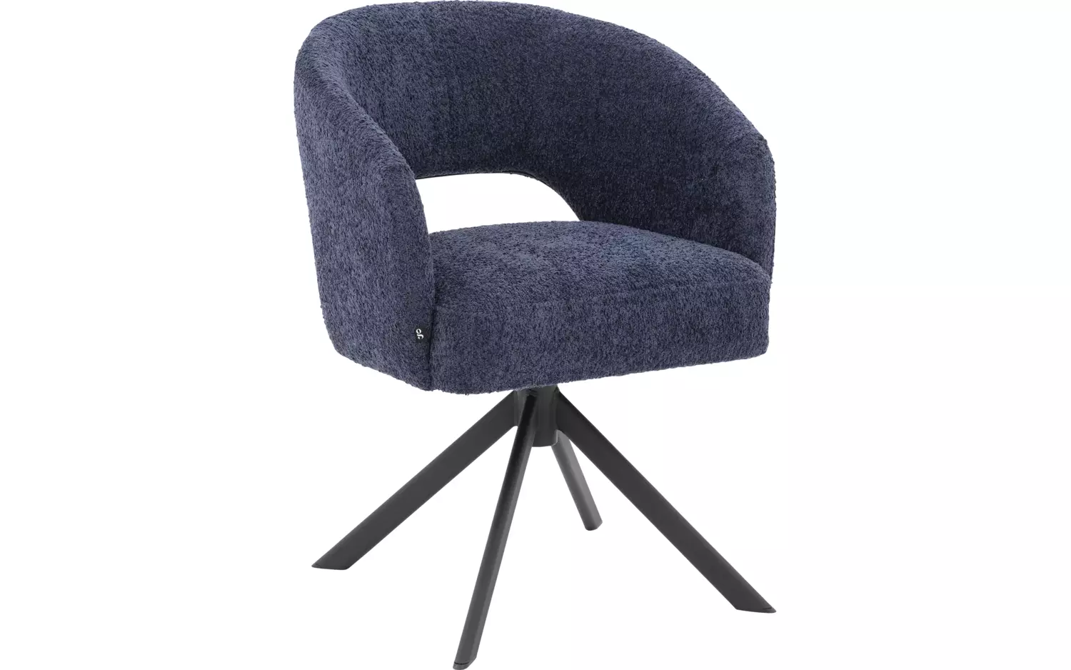 Goossens Excellent Stoel Ilse blauw stof graden draaibaar met autoreturn met armleuning, elegant chic