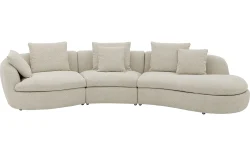 Goossens Diana beige, stof, met chaise longue rechts