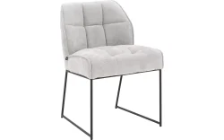 Goossens Eetkamerstoel Ronnie lichtgrijs stof leuning, elegant chic